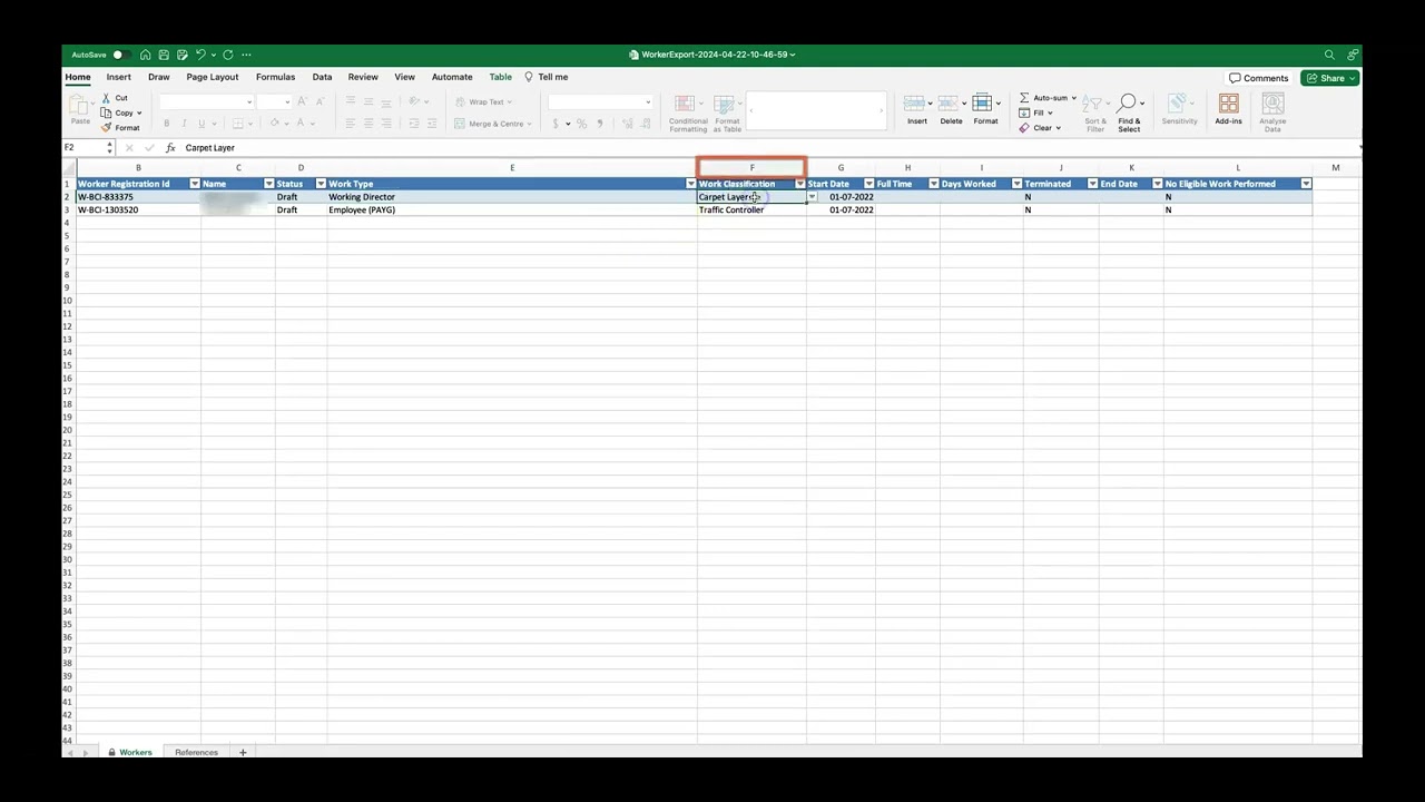 Submitting your worker service return via spreadsheet - building and construction industry employers