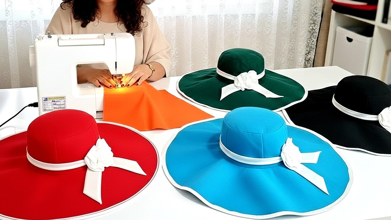 How to Sew a Wide-Brim Sun Hat 👒✨ | Easy DIY Fabric Hat (No Straw!)