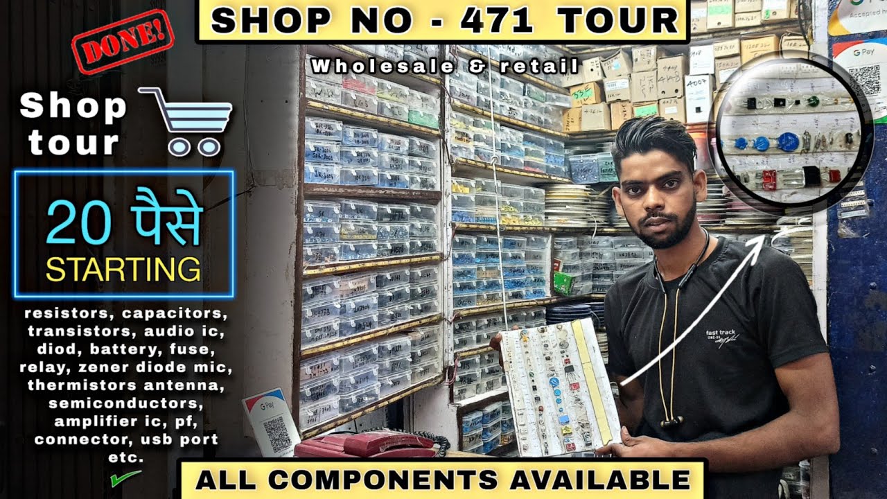 All components - resistors, capacitors, transistors, audio ic, diod, inductors, fuse, pf available