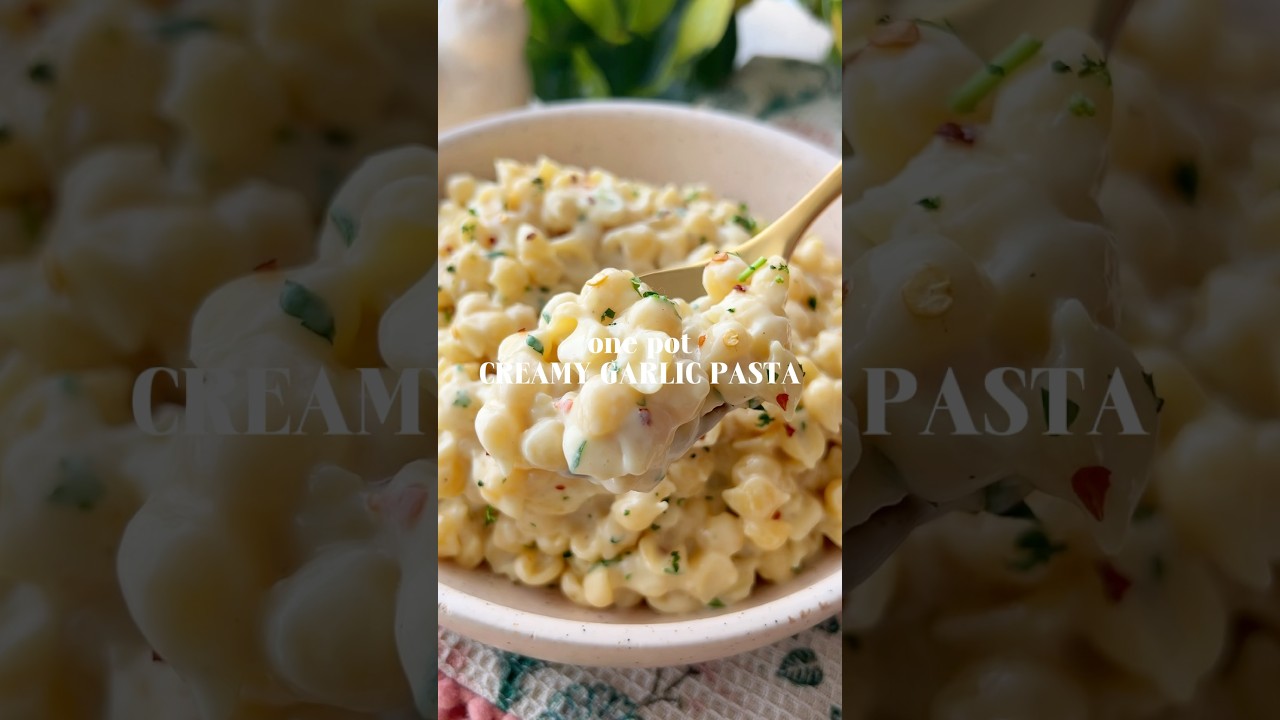 one pot creamy garlic pasta 🧄recipe is on my blog kennascooks.com 