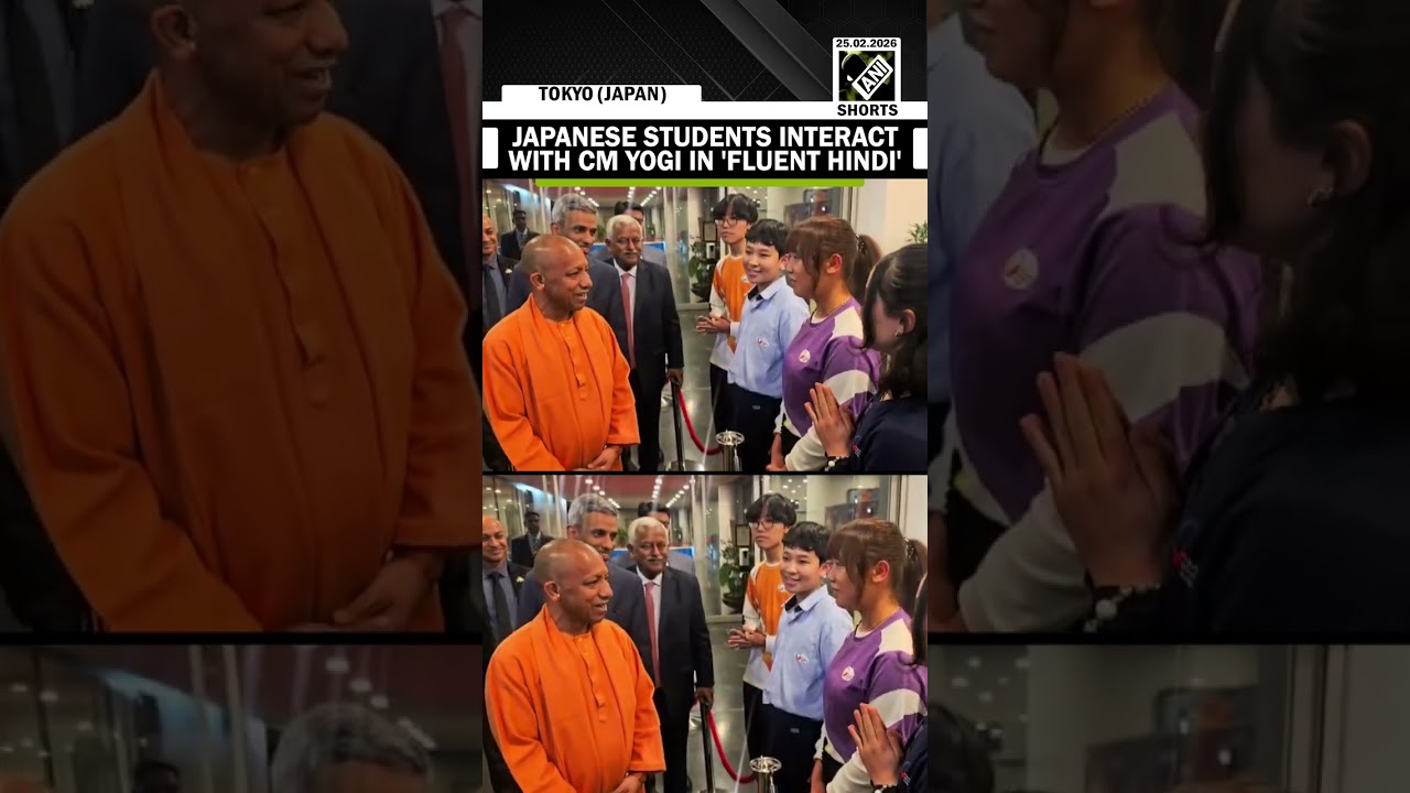UP CM Yogi Adityanath interacts with japanese children in Japan&rsquo;s Tokyo