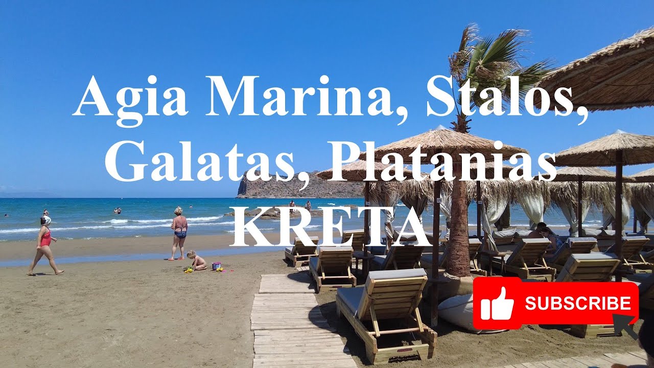 Spacer po Agia Marina, Stalos, Galatas, Platanias, Kreta 4K