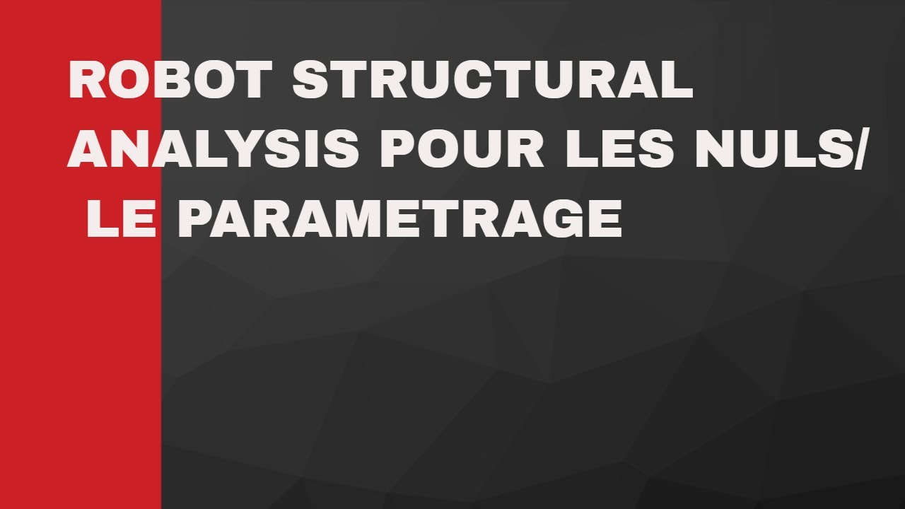 ROBOT STRUCTURAL ANALYSIS POUR DEBUTANT : LE PARAMETRAGE
