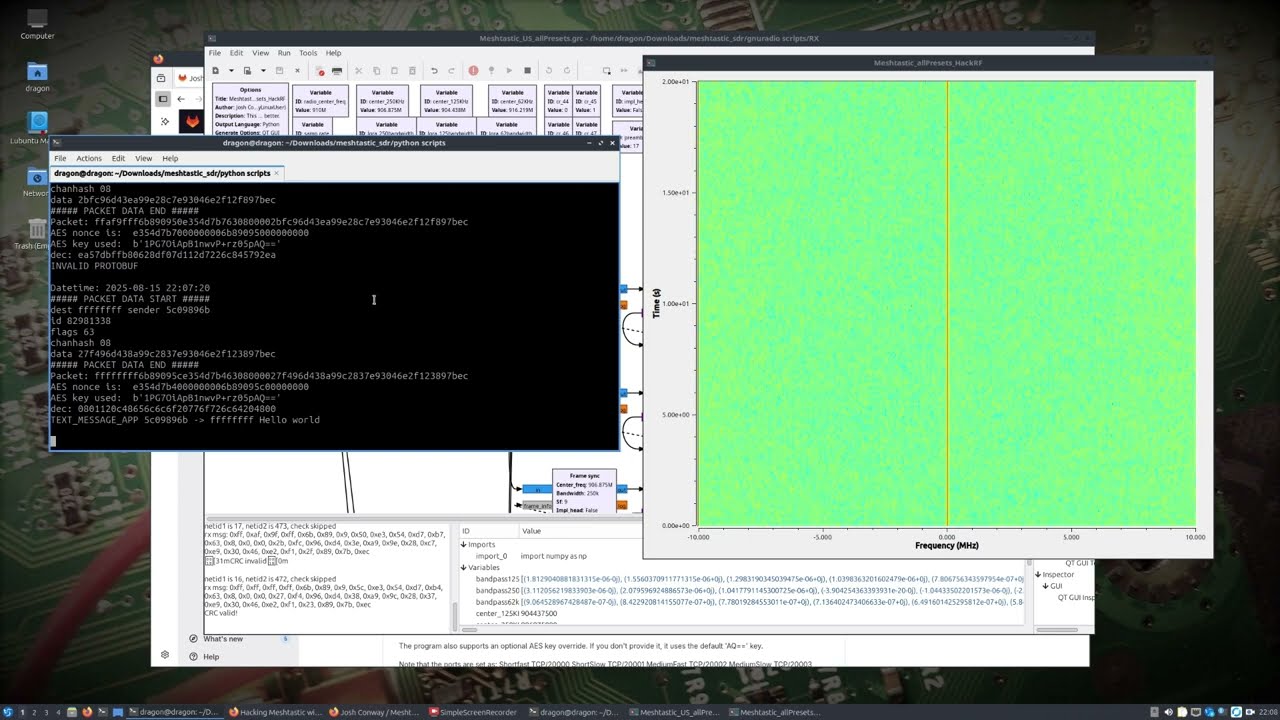 DragonOS Noble Receive and Decode Meshtastic с SDR (hackRF, GNU Radio)
