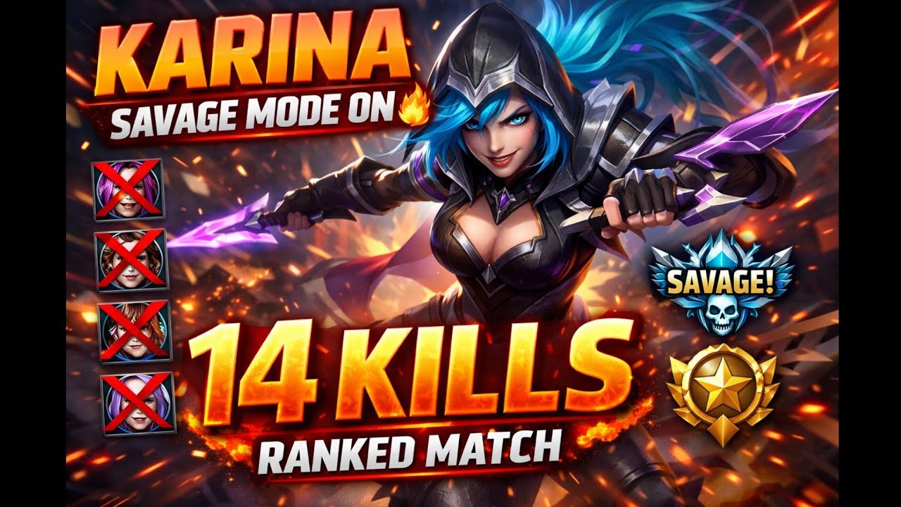 KARINA Savage Mode ON 🔥 14 Kills Ranked Match ~ MLBB  