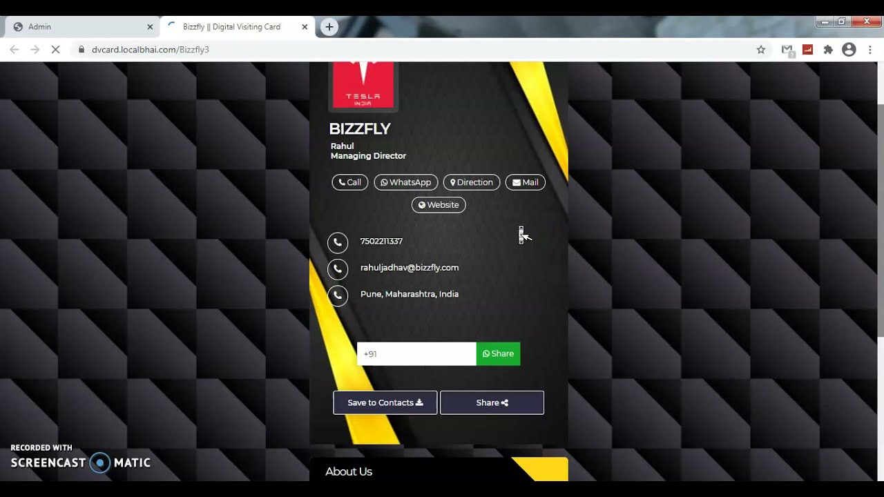 Digital Visiting Card Admin Login and Managing Franchisee | Bizzfly | Digital Card