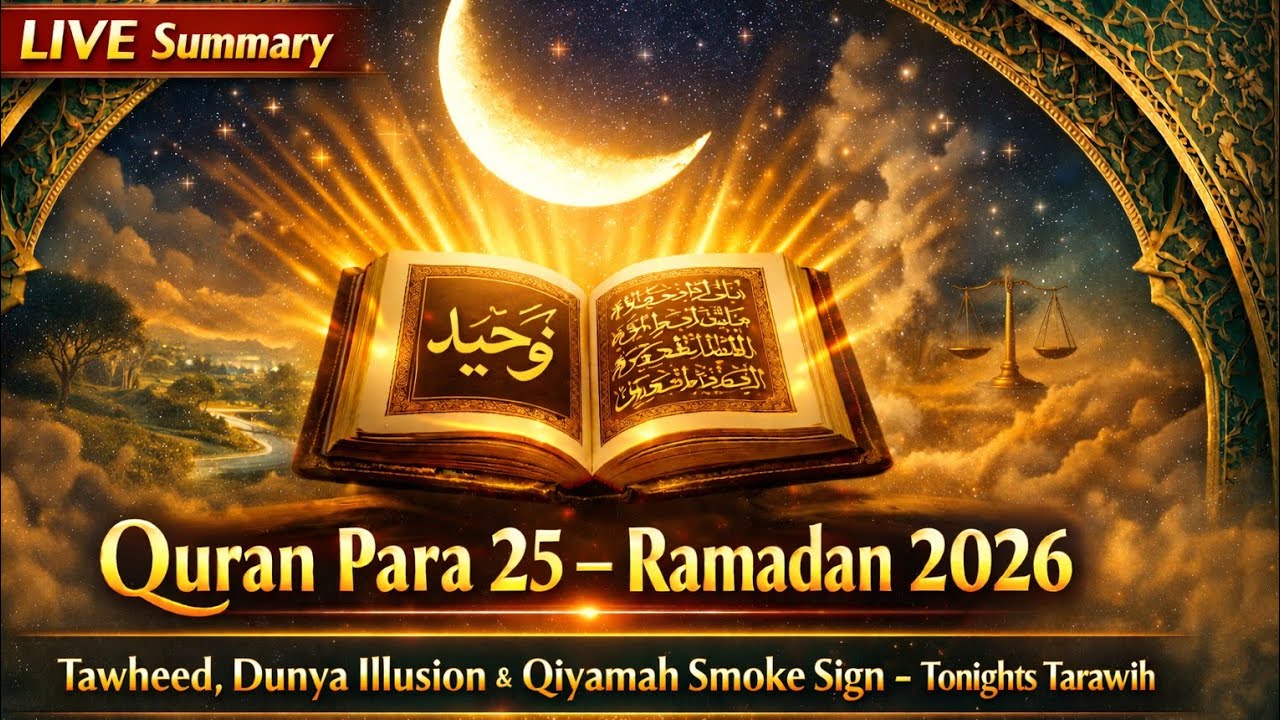LIVE Summary | پچیسواں پارہ تراویح خلاصہ | رمضان 2026 دن 25 | Quran Para 25 – Ash-Shura, Az-Zukhruf,