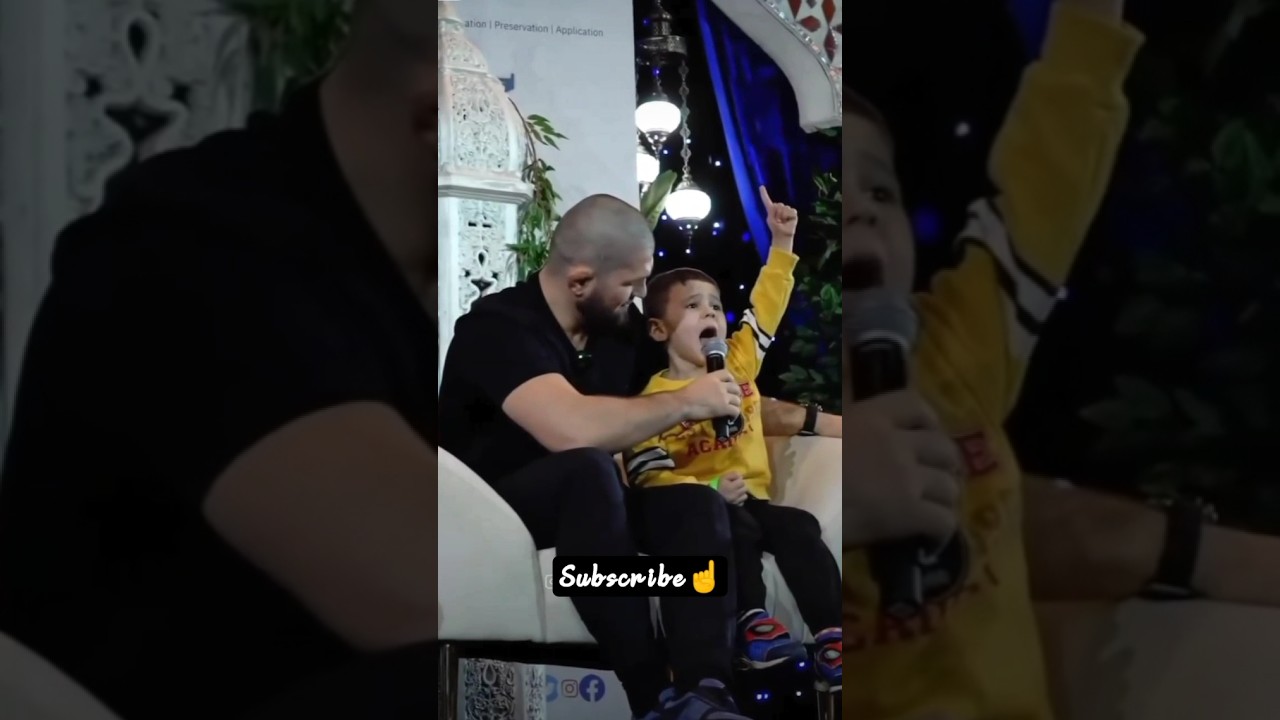 brave muslim kid goes up to khabib😍⚡☝#allahuakbar #subhanallah #khabib #ytshorts #viral