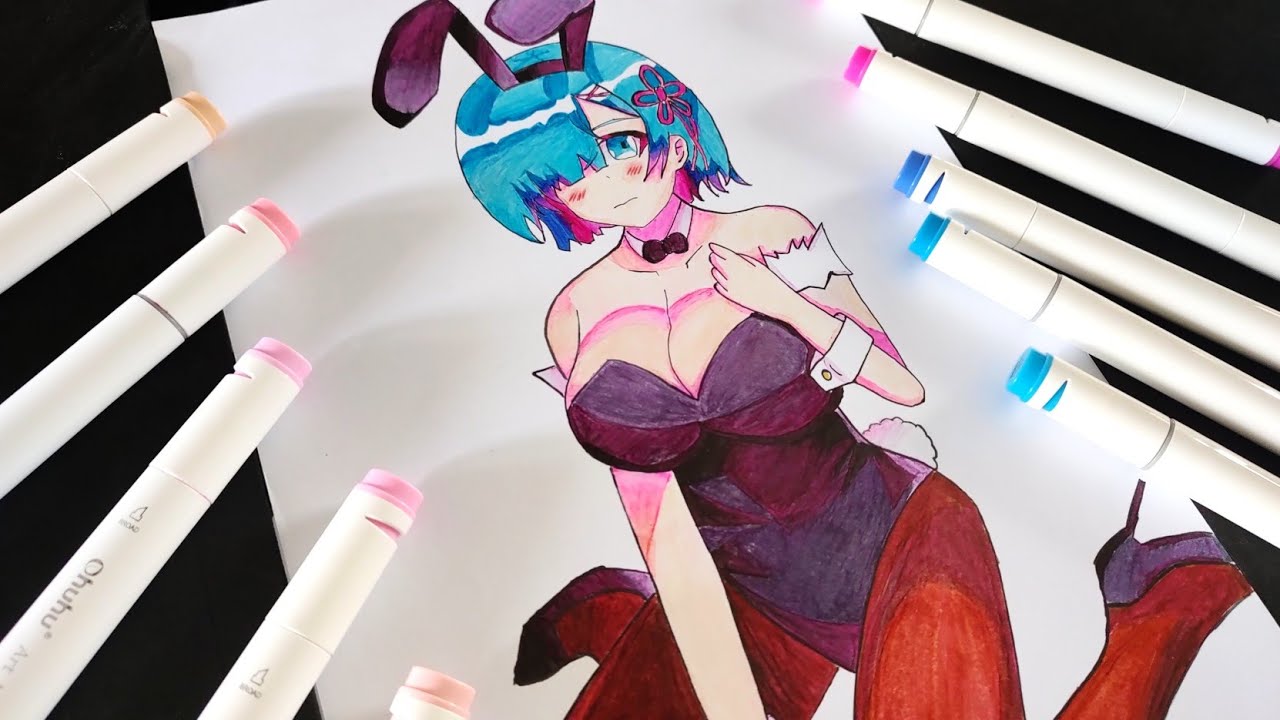 Drawing FANART Rem Re Zero BUNNY SUIT Versión Extended