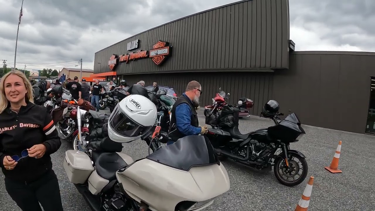 Great American Convoy arriving at Wilkins Harley in Barre Vermont