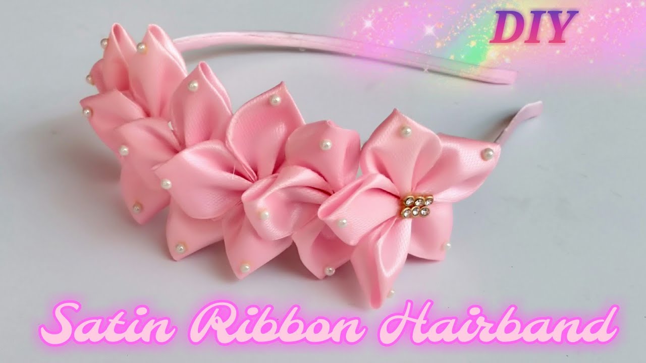 Satin ribbon hairband | Hairband making at home | Ribbon hairband | Hair accessories