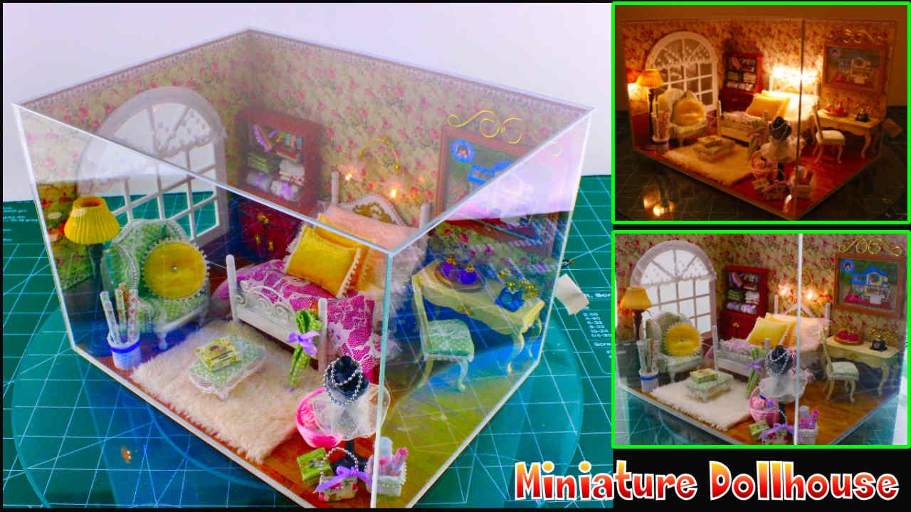 DIY Miniature BEDRoom Model Kit with working lights  & dust cover~Three Inch of Sunlight #diy