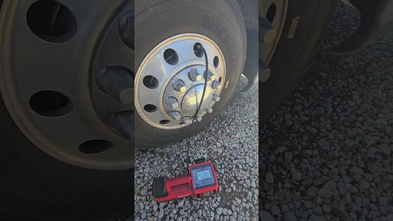 Milwaukee Tool M18 Tire Inflator 2848-20 Test and Review vs Semi Truck Tire Michelin XZE. 130PSI