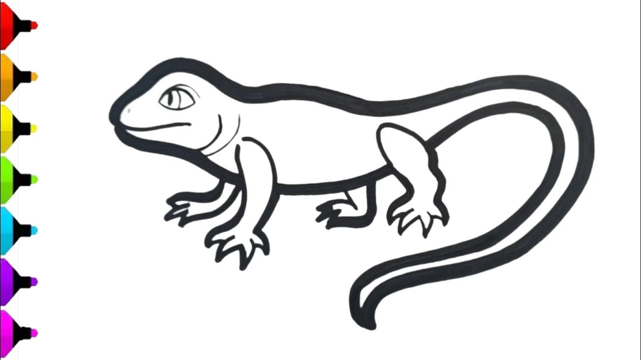 Easy Lizard Drawing Step by Step | Simple Gecko Line Art Tutorial