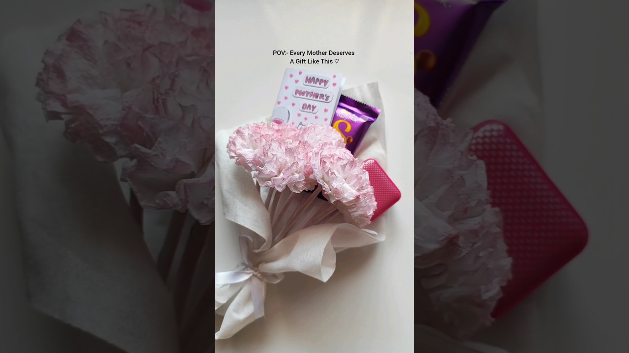 Diy Mother's Day Gift Idea 🤍 || Diy Flower #shorts #diy #art #craft #mothersday #aesthetic