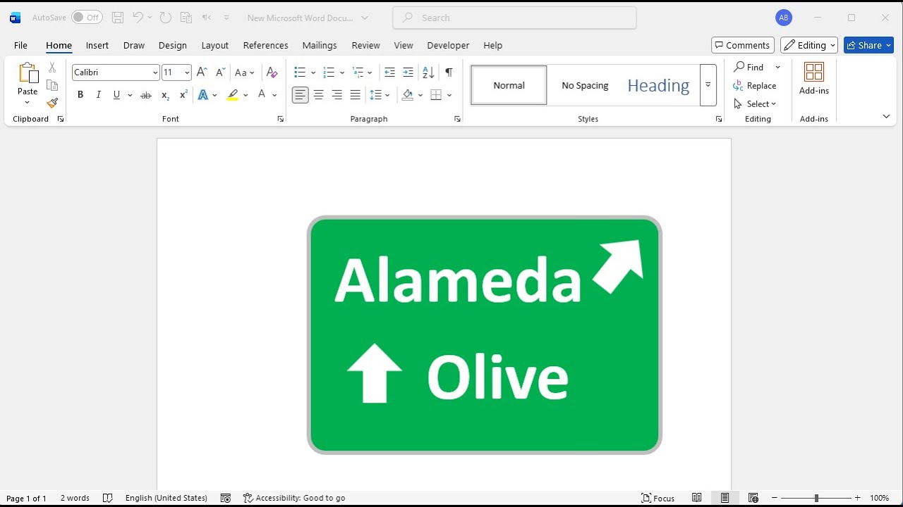 How to create intersection road sign in word