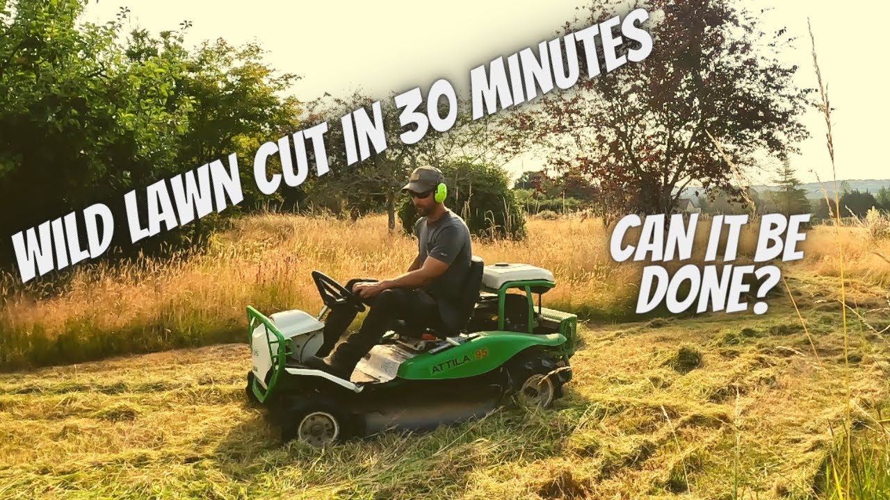 Etesia Attila. Can I get this lawn cut in under 30 minutes? The HOTTEST DAY EVER recorded in the UK!