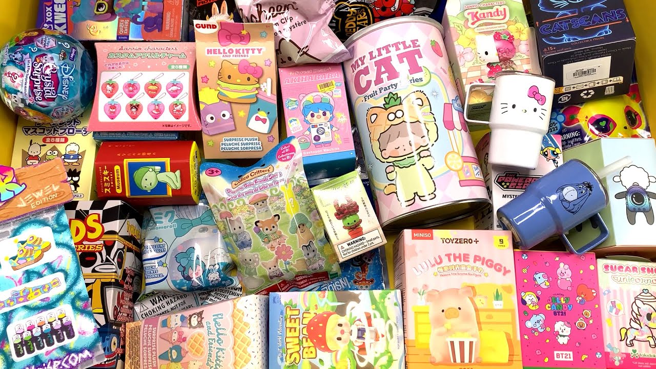 47 minutes of mystery surprise blind boxes Pop Mart, Sanrio ASMR Unboxing Sounds