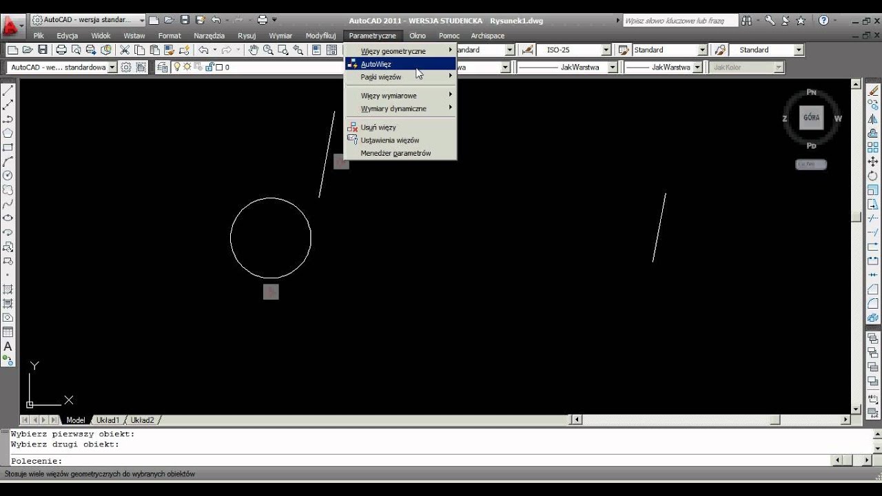 Autocad Poznan, więzy, rysowanie paramteryczne