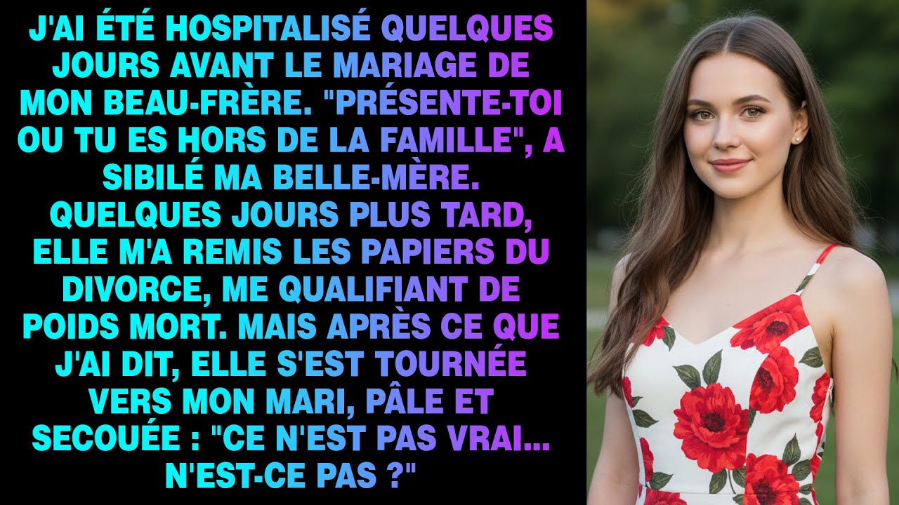 Ma belle-mère m'a lancé un ultimatum avant un mariage de famille — Mais elle ne s'attendait...
