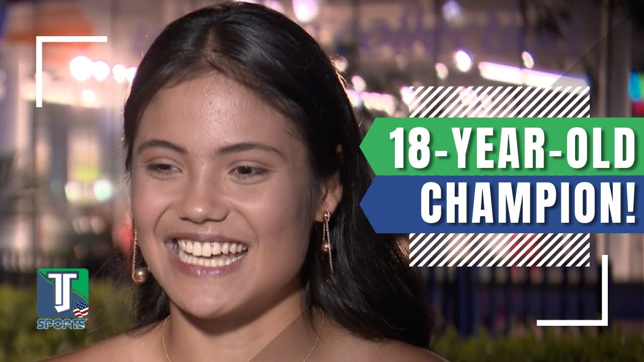 British TEENAGER Emma Raducanu REACTS to winning her first GRAND SLAM after beating Leylah Fernandez
