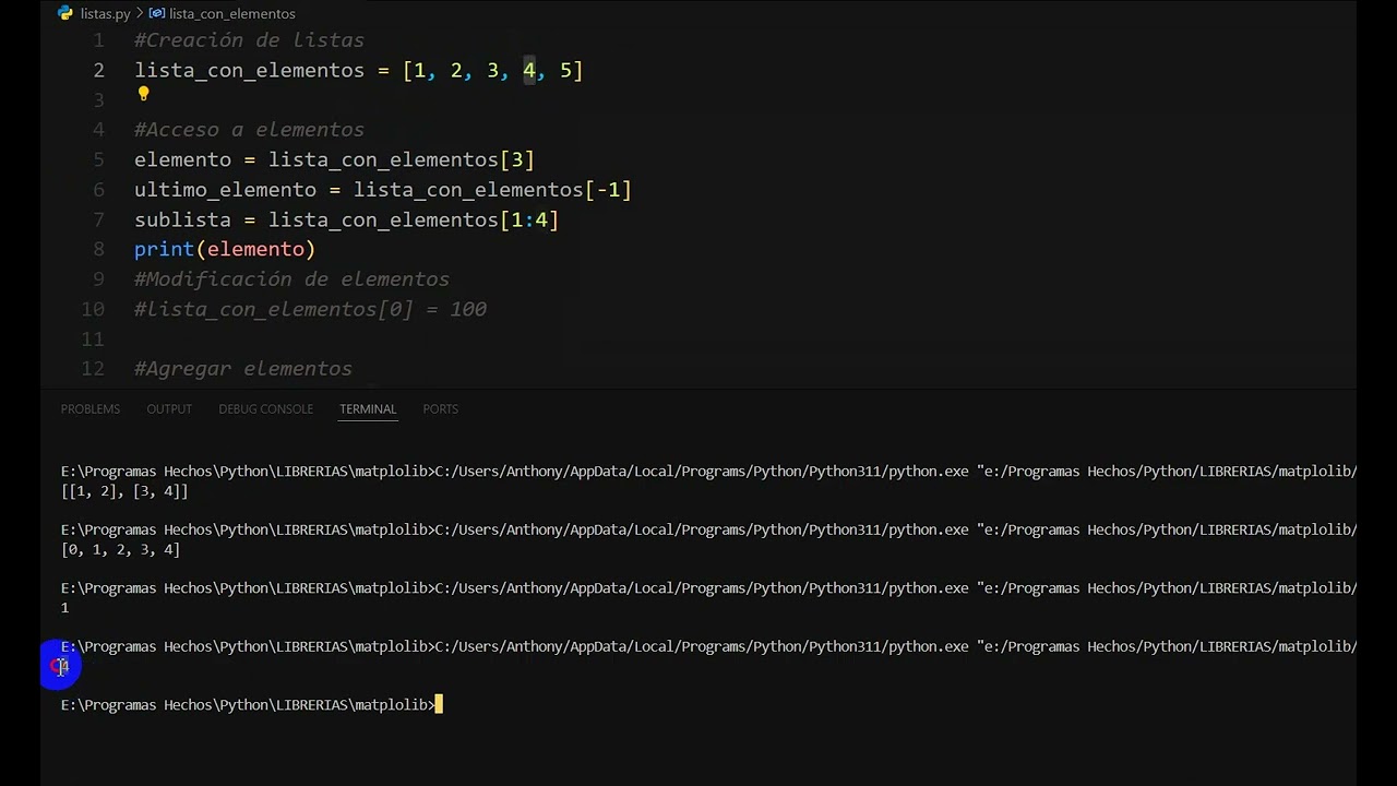 OPERACIONES BASICAS CON LISTAS EN PYTHON