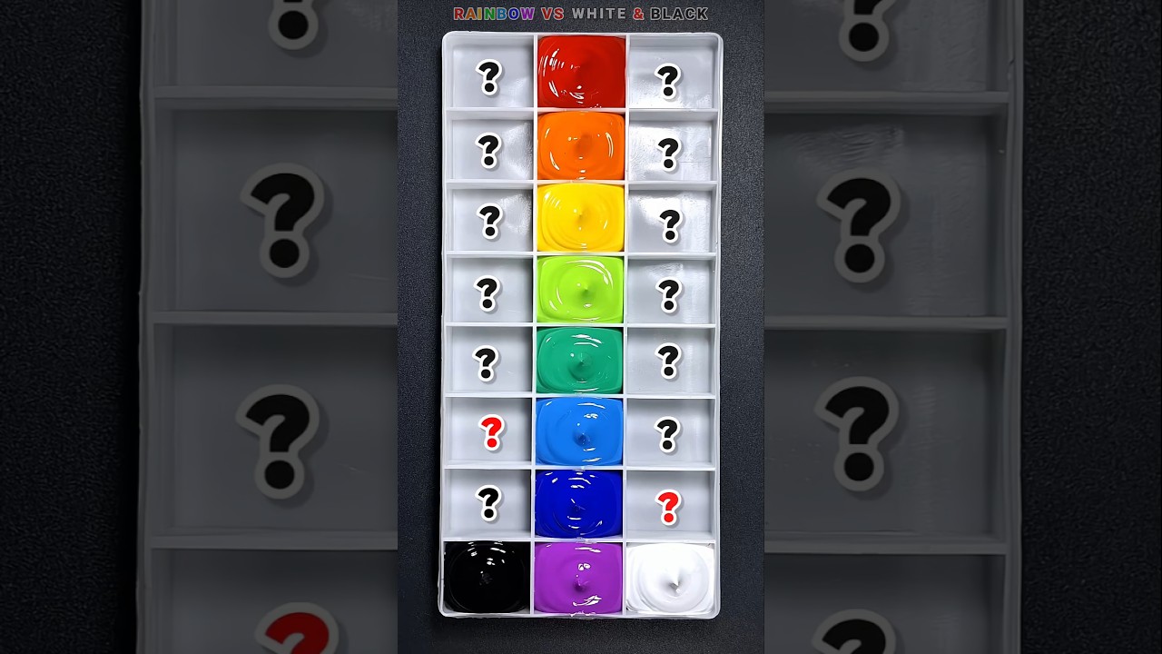 Mix Rainbow color VS White and Black #colormixing #rainbowcolor #satisfying