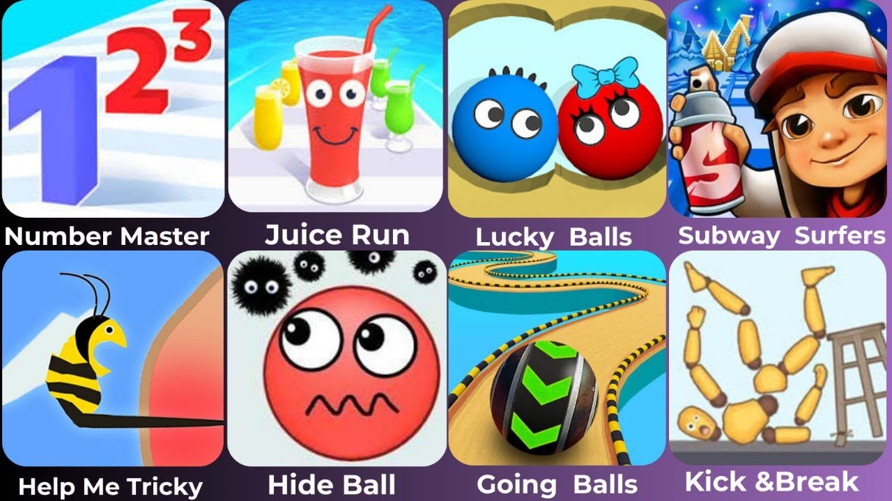 Number Master, Juice Run, Lucky Balls, Subway Surfers