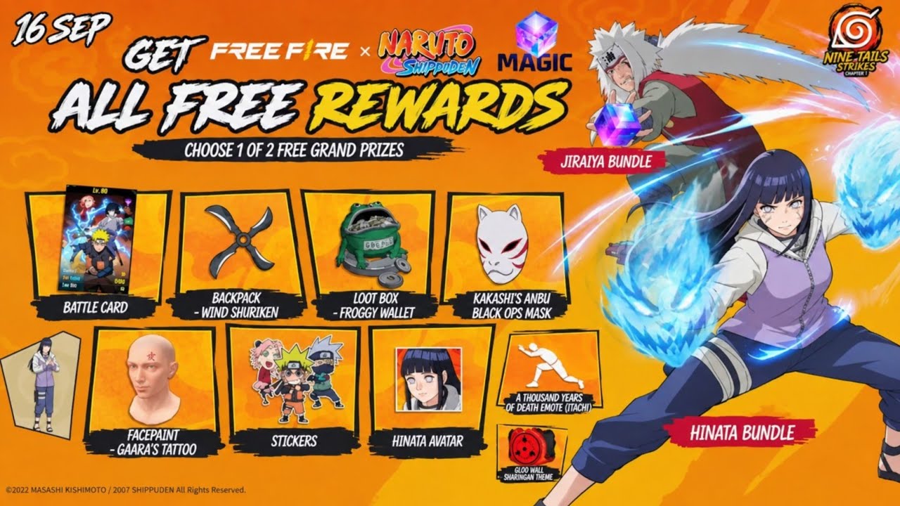 Naruto Event All Free Rewards 🤯 16 Sep Free Bundle Free Fire | Naruto Event Free Rewards Free Fire