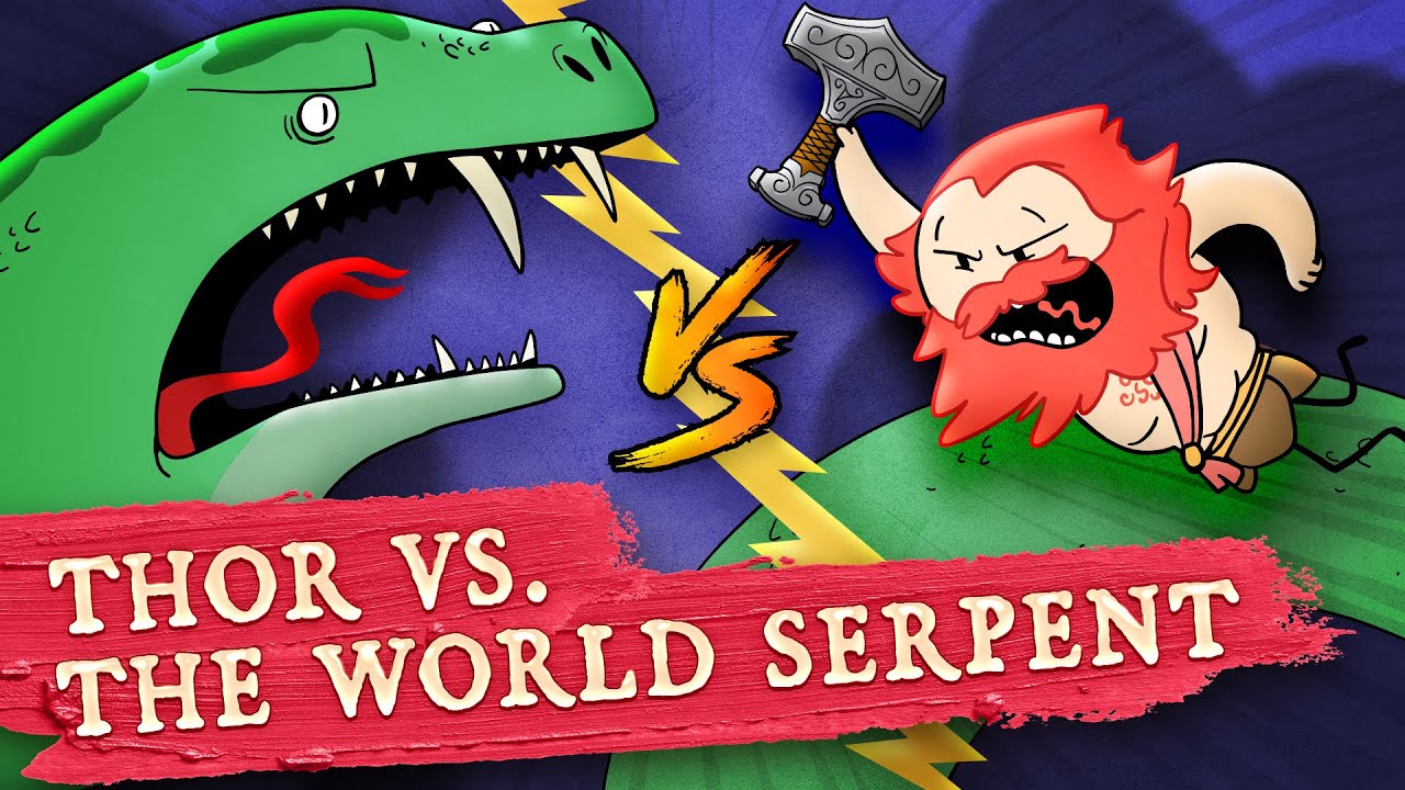 Thor vs. J&ouml;rmungandr The World Serpent - Norse Mythology - Extra Mythology