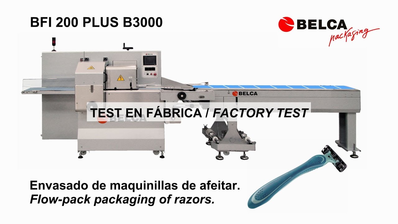 Envasado flow-pack de agrupaciones de maquinillas de afeitar