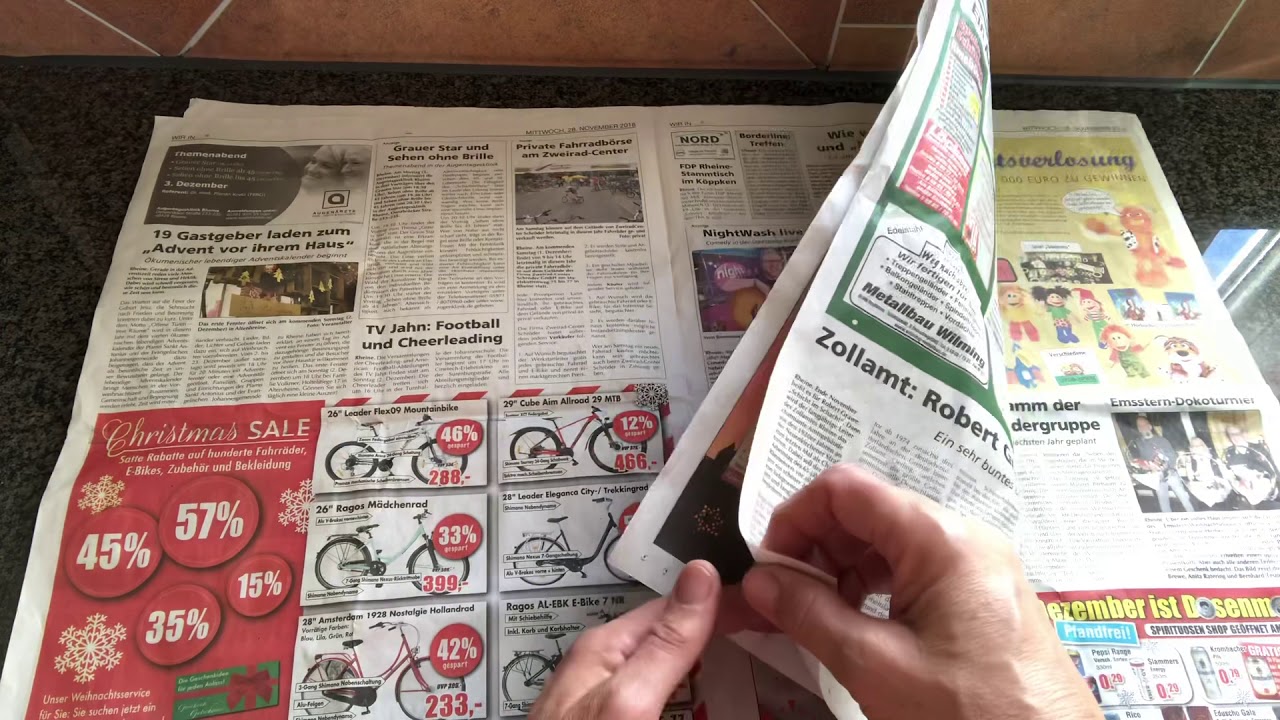Mülltüte aus Zeitungspapier