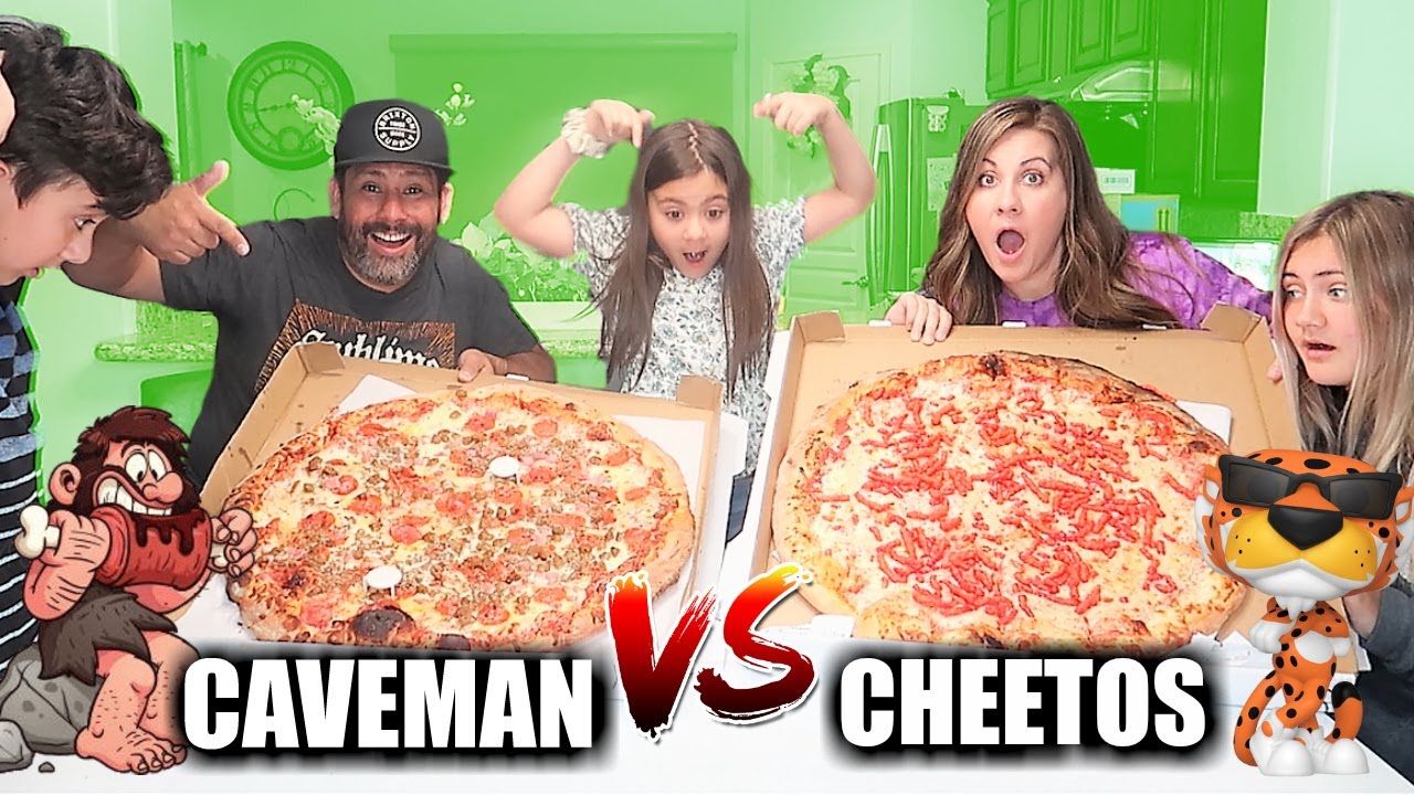 Did We Finish It? BIGGEST PIZZA we've ever eaten | Massive Hot Cheetos VS Caveman Pizza Challenge