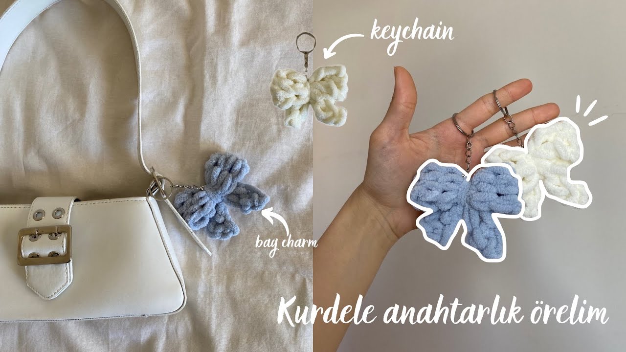 Tığsız şişsiz kurdele anahtarlık &ouml;relim / bag charm, keychain&hellip;