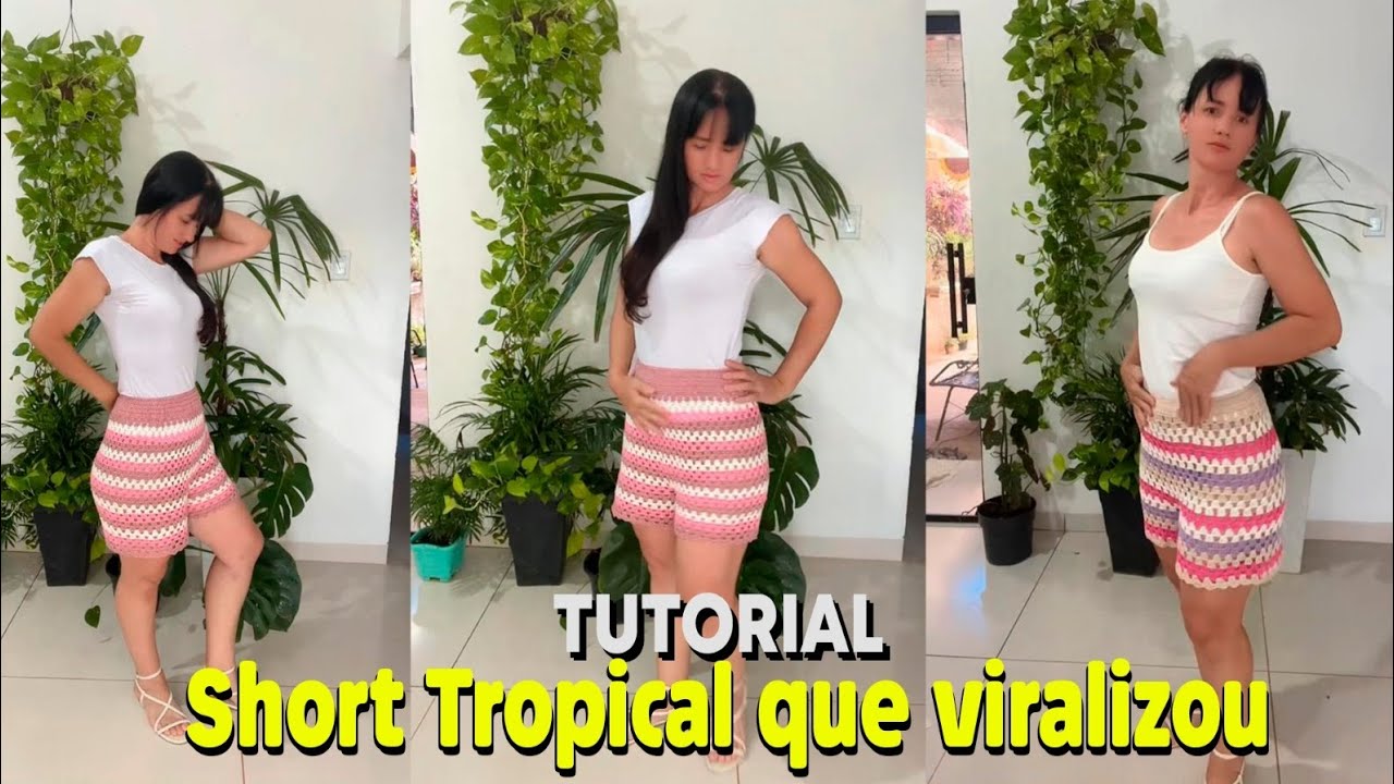 Tutorial, short tropical em crochê, que  viralizou 