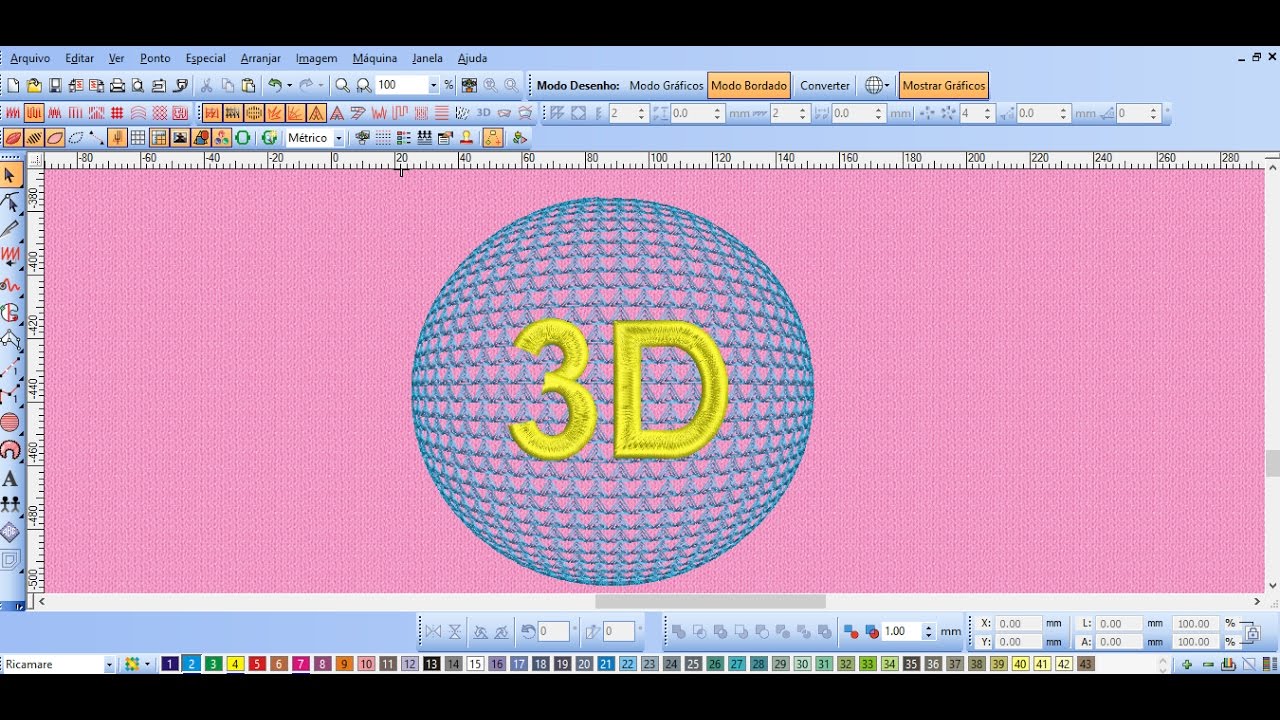Ferramenta 3D no Wilcom EmbroideryStudio