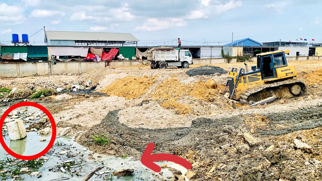 Raw Power: Bulldozer Pushing Soil On A Massive Development Project