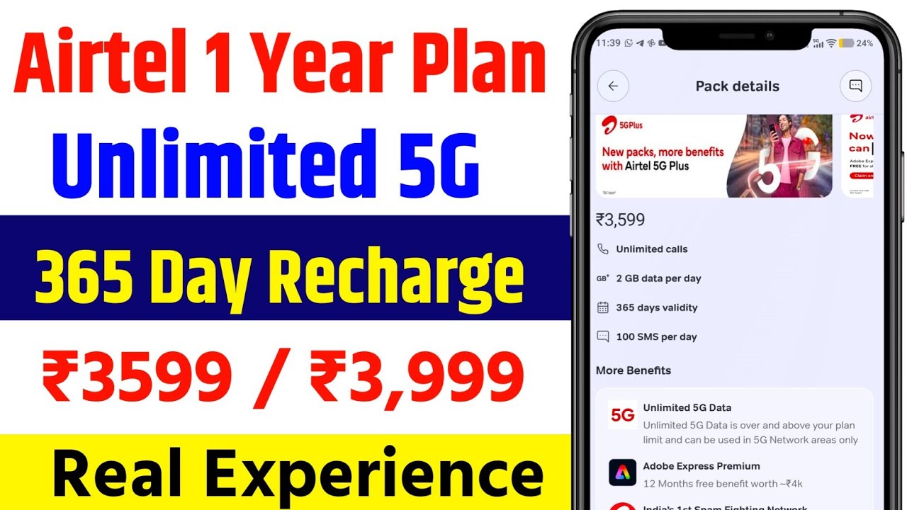 airtel 365 days plan 2026 | airtel one year plan | airtel 3999, airtel 3599 plan details  |