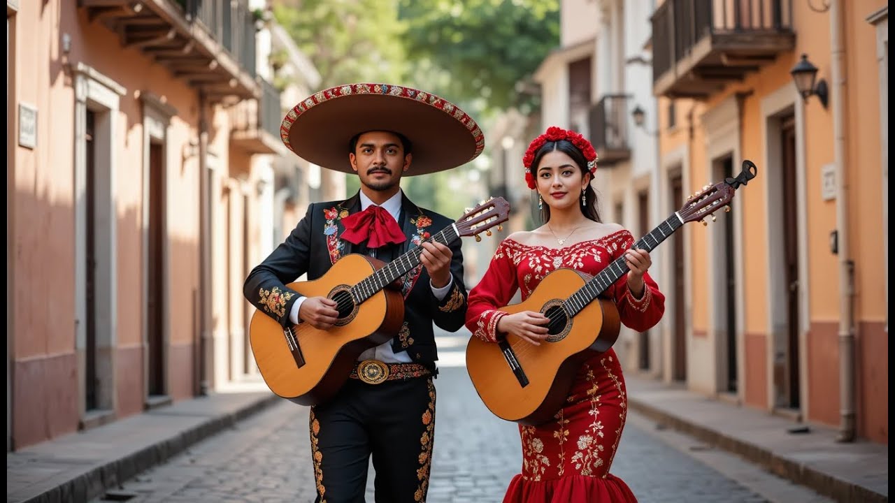 Música Mariachi Auténtica en Vivo | Pareja Mariachi Tocando Guitarra en una Calle Colonial
