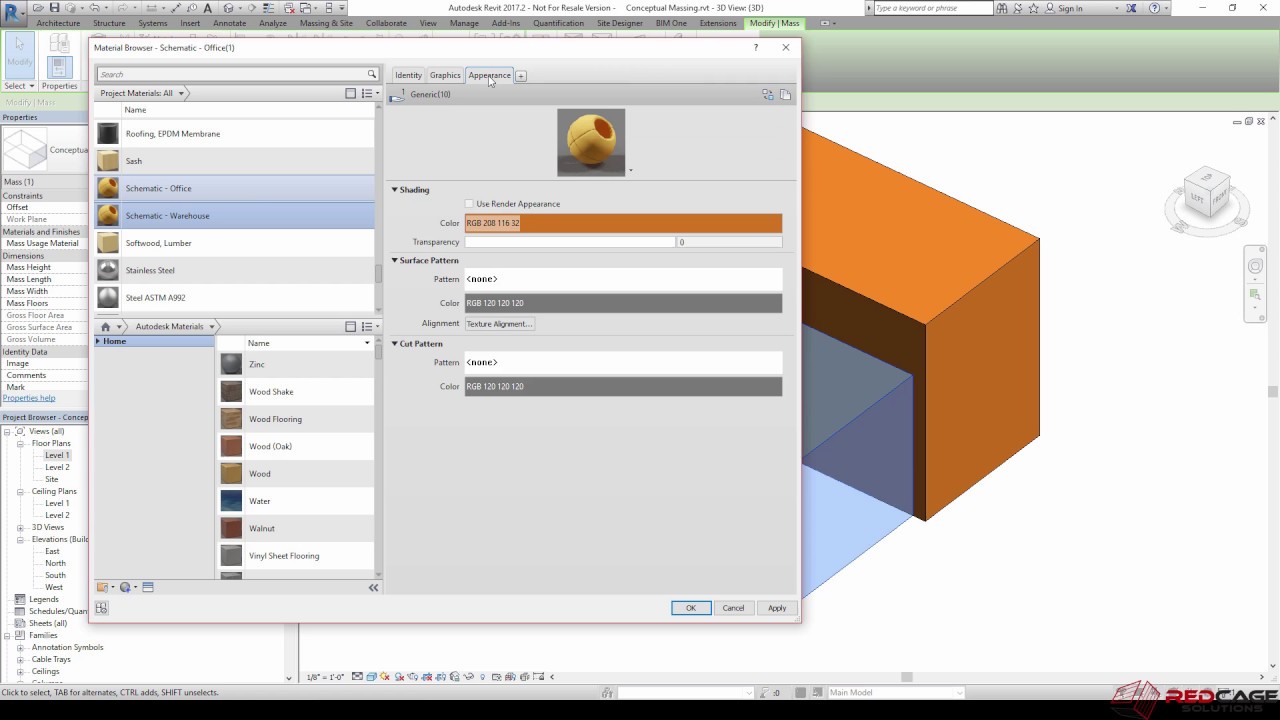 Intro to Conceptual Massing in Revit Pt 4 : Materials and Visibility