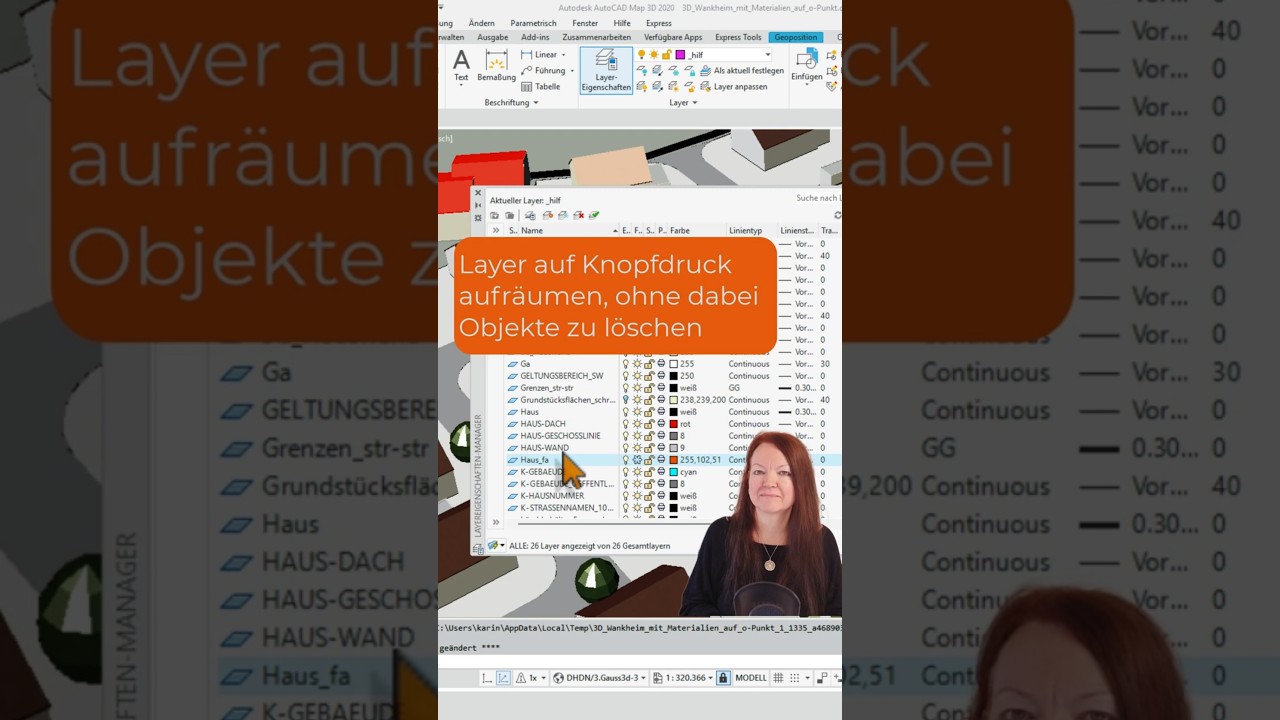 Layer auf&auml;umen; doppelte Layer zusammenf&uuml;hren #autocad #bricscad #shorts
