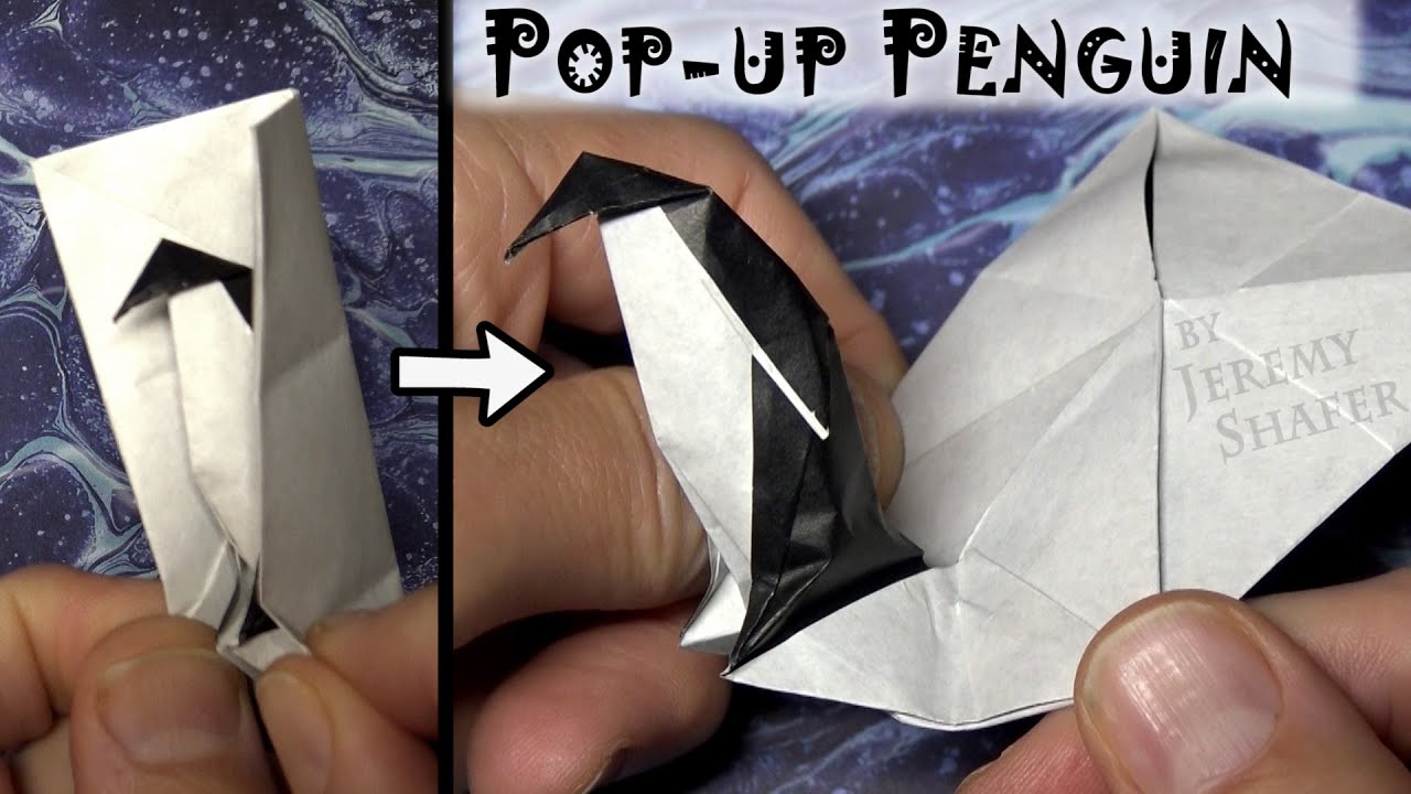 AMAZING Origami Penguin Pop-up Card With Walking Action 🐧