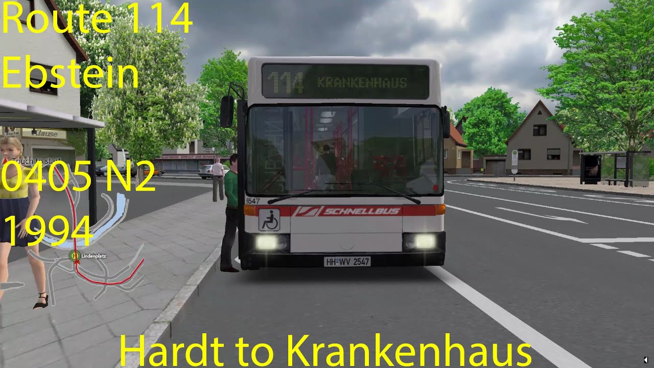 OMSI 2 - Ebstein Route 114, Hardt to Krankenhaus (0405 N2 1994)