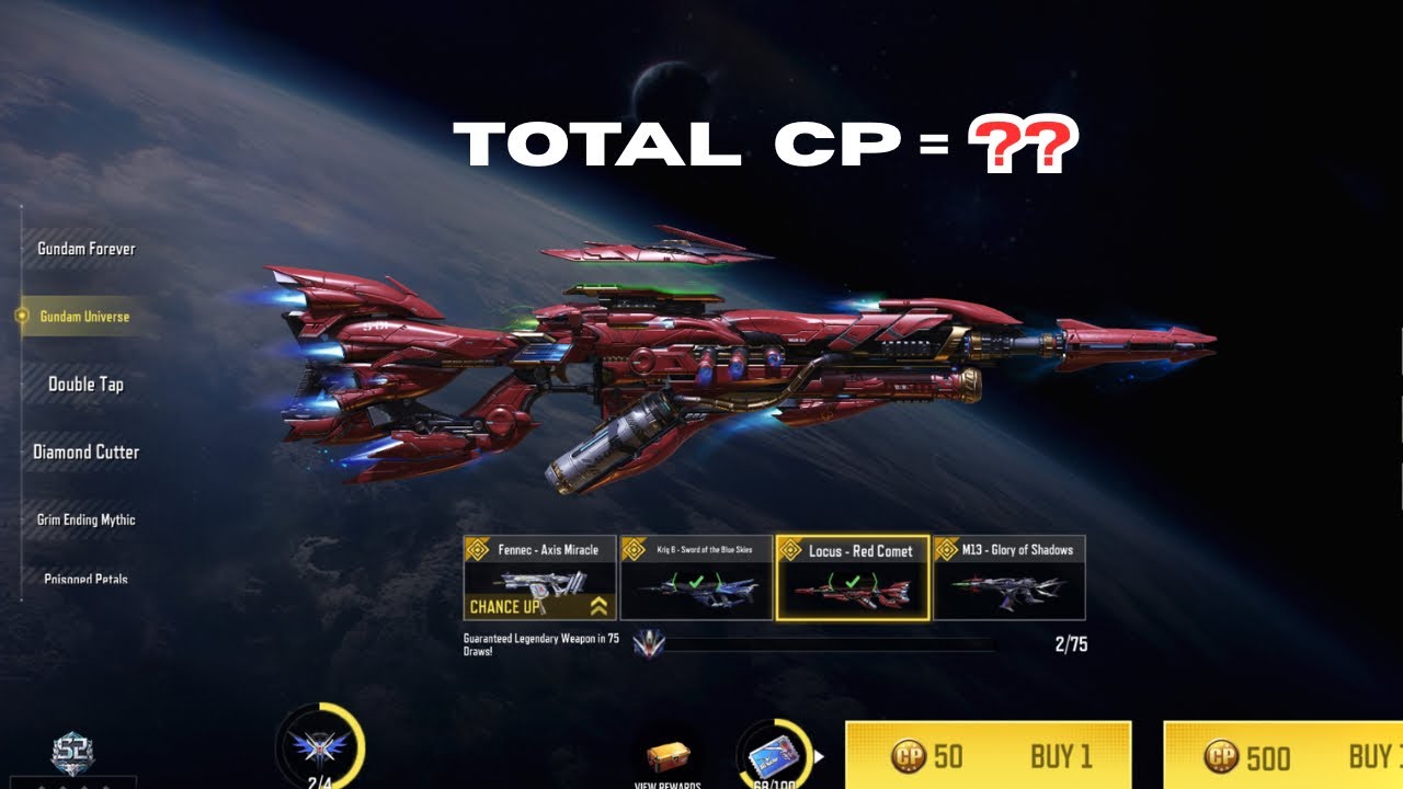 Taking Best Legendary LOCUS-Red Comet of GUNDAM UNIVERSE SERIES DRAW II CALL OF DUTY MOBILE