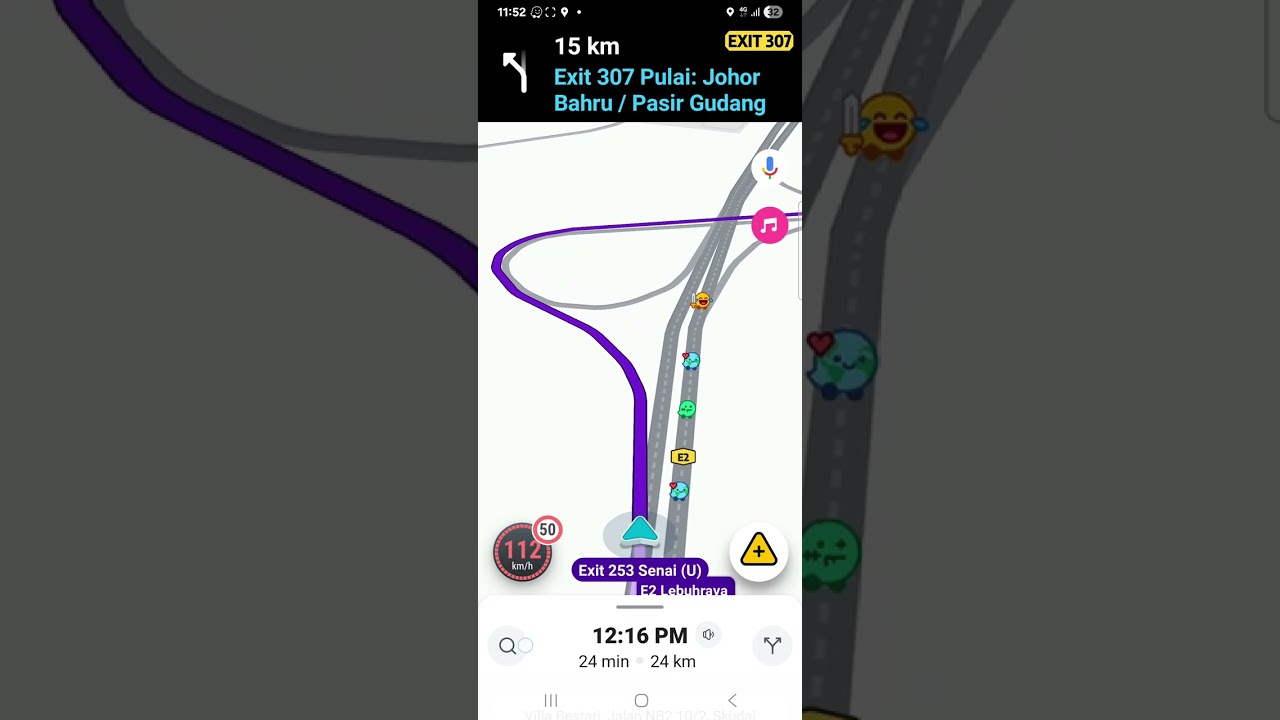 Waze pass by senai u and take the skudai