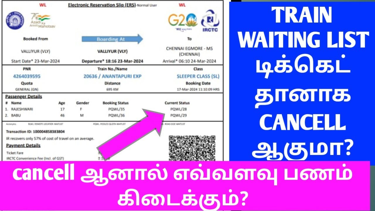 TRAIN WAITING LIST TICKET AUTOMATIC CANCELL FULL DETAILS AND REFUND AMOUNT DETAILS IN TAMIL|OTB