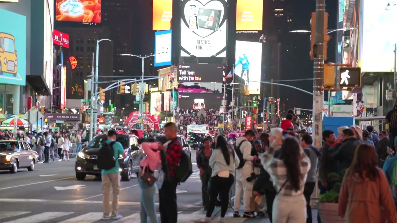 NYC Time Square People Walking