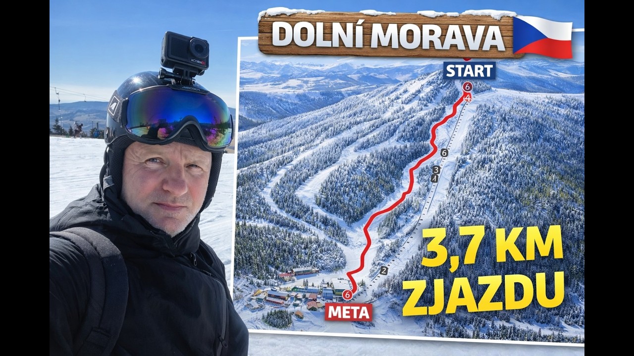 Najdłuższa trasa w Dolní Morava – cały zjazd 3,7 km 🎿