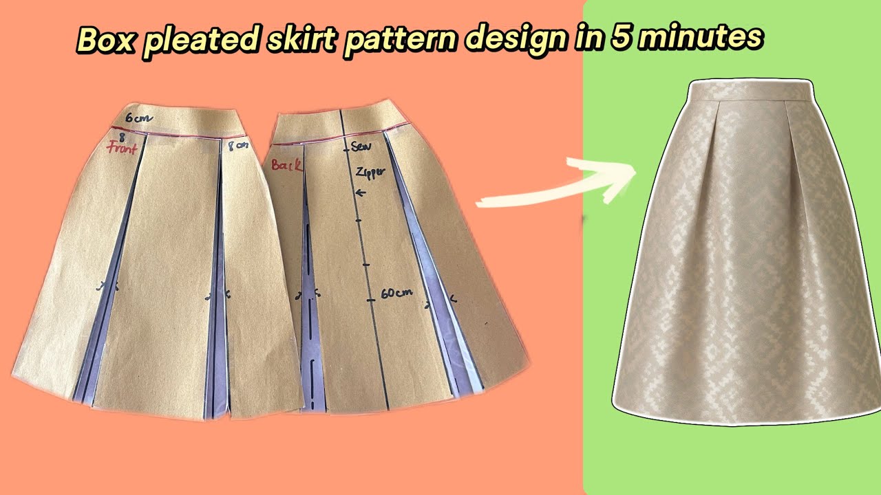 🪡✂️How to design a box pleated skirt extremely quickly in 5 minutes👗