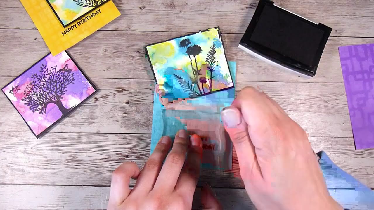 Batch Making Quick Cards with Re-inker Backgrounds - Sweet and Simple Card Making